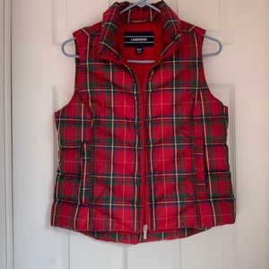 Lands’ End tartan plaid down puffer vest